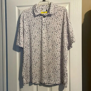 Jack Nicklaus mens white tropical print polo shirt size large
